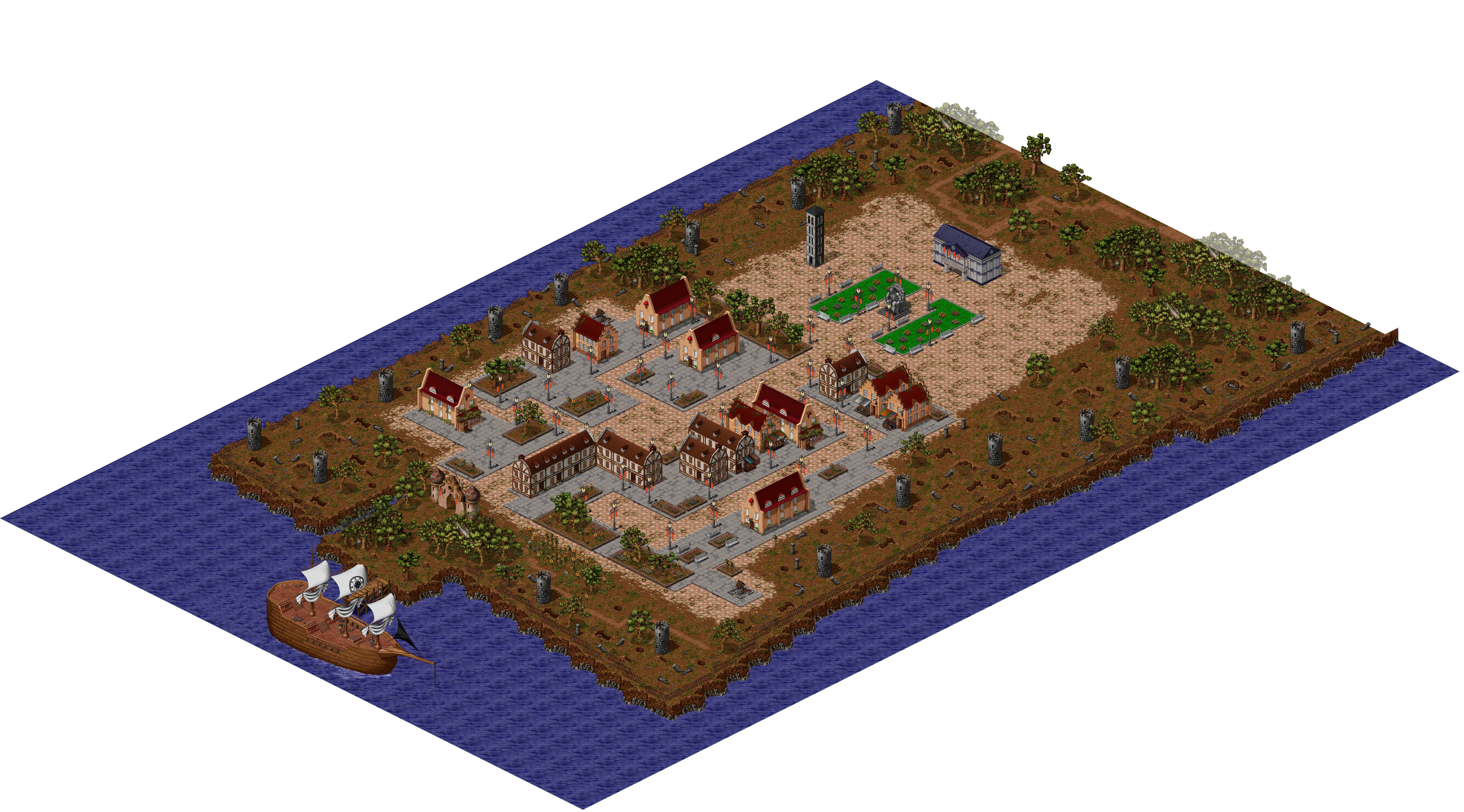 Oren Island City rendered terrain map